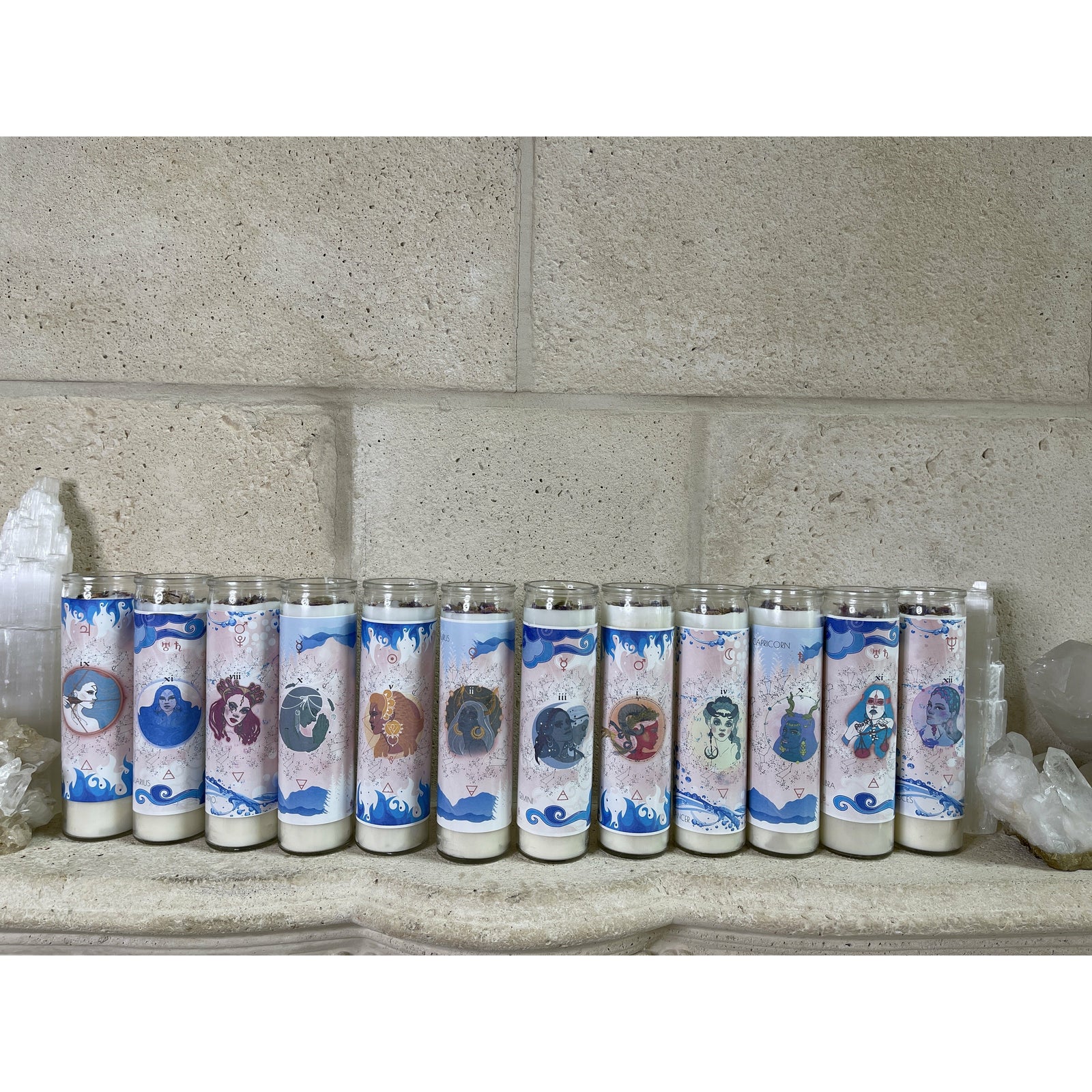 Zodiac Candles crystals herbs 