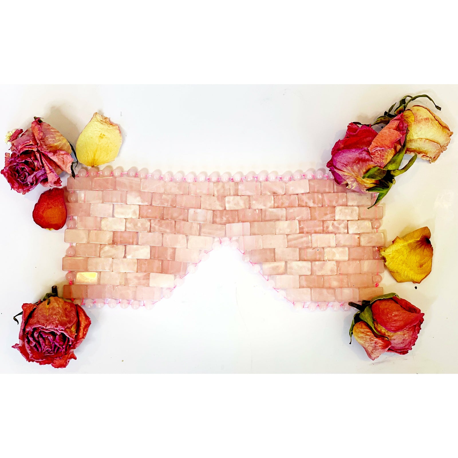 Antique White ROSE QUARTZ SELF LOVE EYE MASK