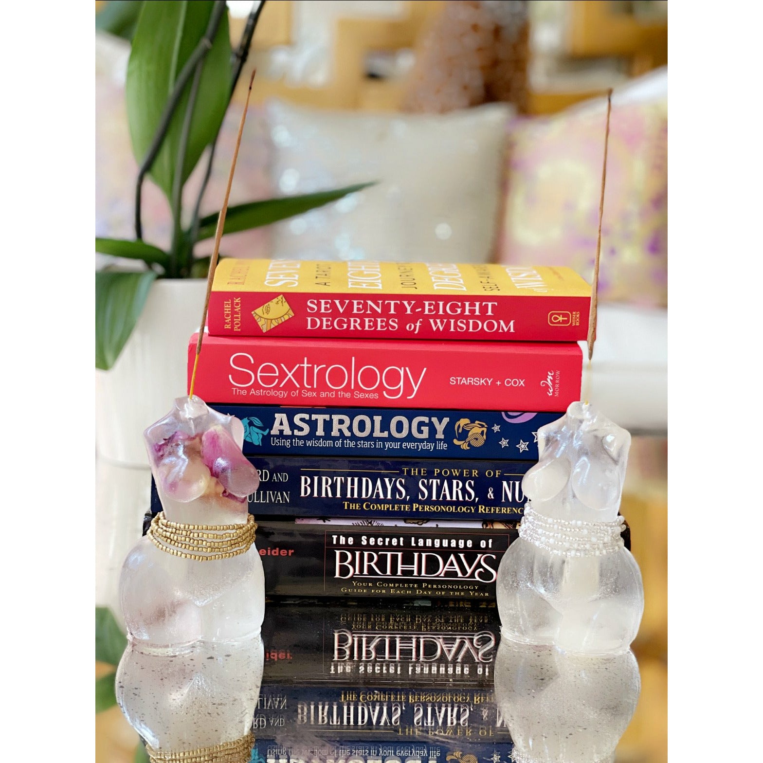 Gray Waist Bead Resin Goddess incense holder