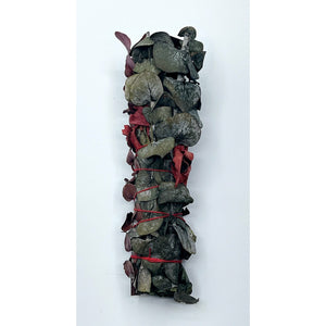 Dark Slate Gray Purification and Energy Grounding  Red and Green Eucalyptus 6 inch Smudge Stick